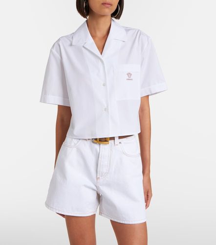 Camisa cropped de popelín de algodón - Versace - Modalova
