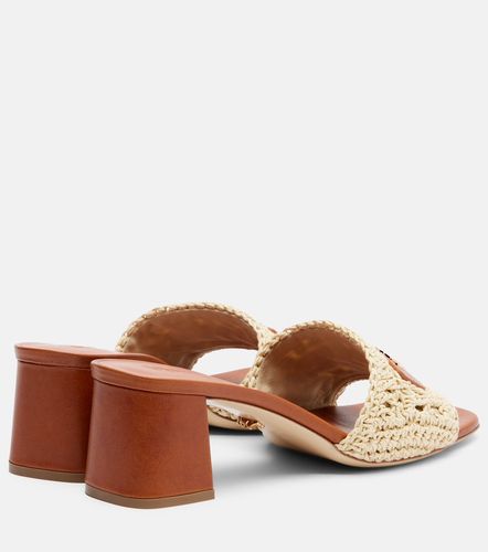 Mules in rafia e pelle con logo - Versace - Modalova