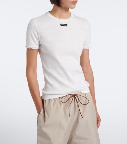 Miu Miu Pointelle cotton T-shirt - Miu Miu - Modalova
