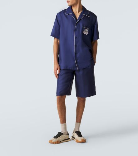 Camicia bowling in raso di seta con logo - Dolce&Gabbana - Modalova