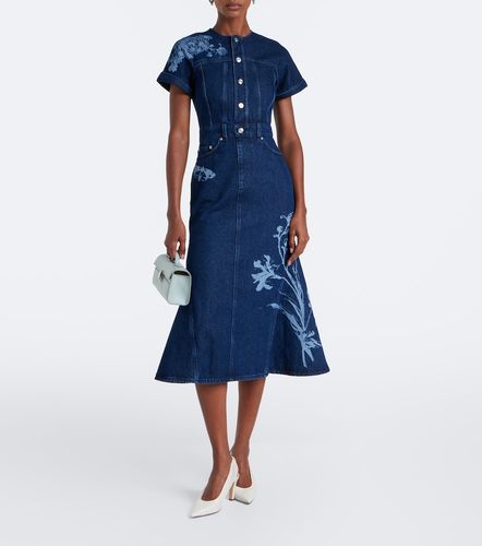 Vestido midi de denim estampado - Erdem - Modalova