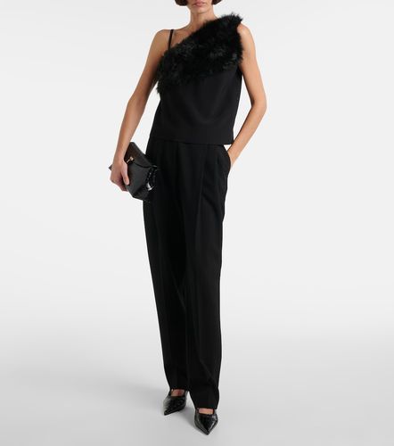 One-shoulder shearling-trimmed top - Toteme - Modalova
