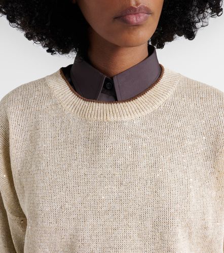 Pullover in misto lino con paillettes - Brunello Cucinelli - Modalova