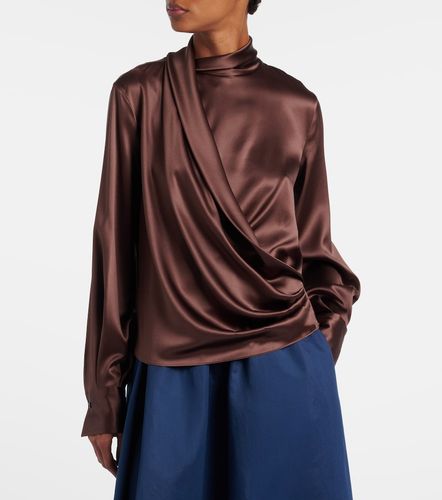Draped silk-blend satin blouse - Brunello Cucinelli - Modalova