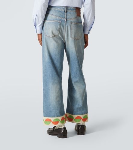 Jeans a gamba larga con jacquard - Valentino - Modalova
