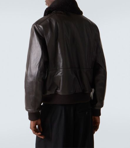 Shearling-trimmed leather blouson jacket - Lemaire - Modalova