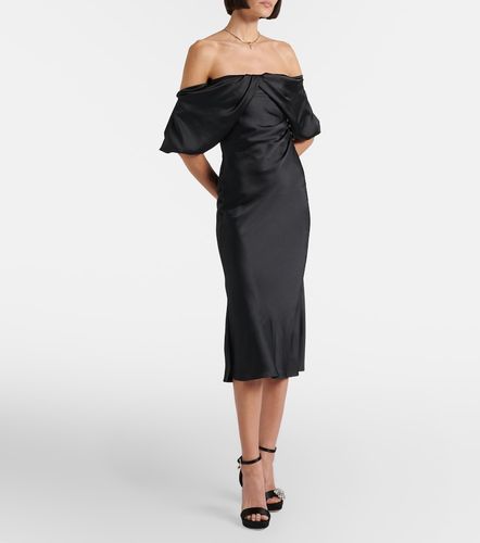 Vestido midi de satén drapeado - McQueen - Modalova