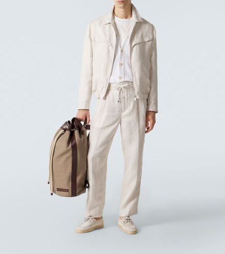 Pantaloni regular in lino e cotone a righe - Brunello Cucinelli - Modalova