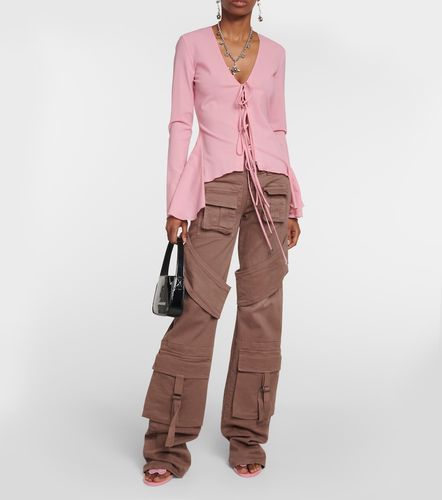 Ruffled tie-front wool-blend blouse - Blumarine - Modalova