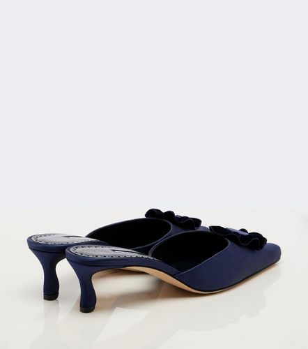 Mules Caulon de satén de seda con aplique floral - Manolo Blahnik - Modalova