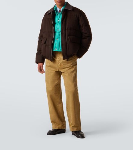 Leather-trimmed camel hair down jacket - Auralee - Modalova