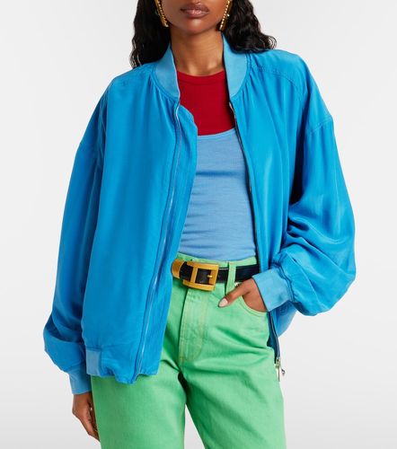 Oversized silk poplin blouson jacket - Versace - Modalova