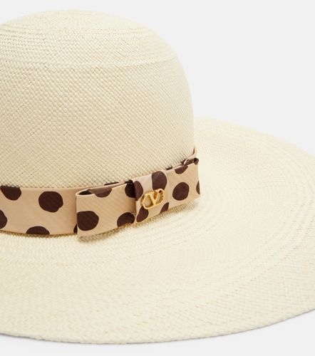 Polka-dot straw boater hat - Valentino - Modalova