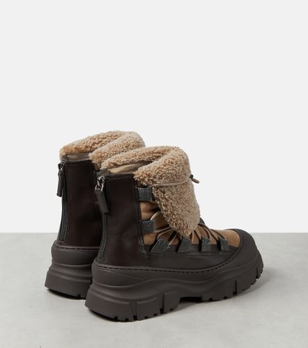 Shearling-lined suede ankle boots - Brunello Cucinelli - Modalova