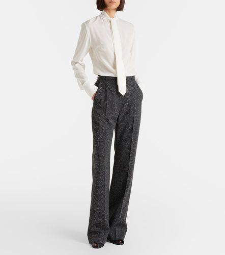 Camicia in crêpe de chine con fiocco - McQueen - Modalova