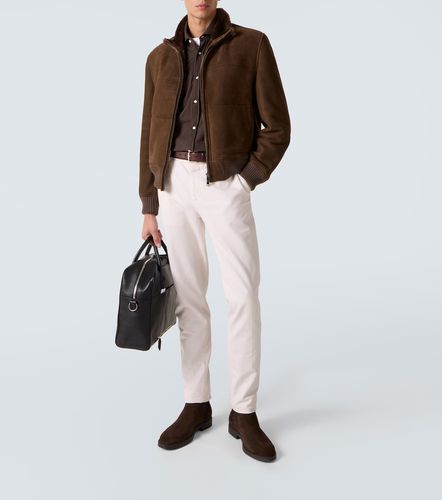 Shearling-lined suede bomber jacket - Thom Sweeney - Modalova