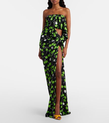 Abito lungo in seta con stampa e cut-out - Saint Laurent - Modalova