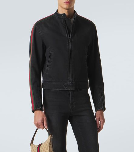 Gucci Web Stripe denim biker jacket - Gucci - Modalova
