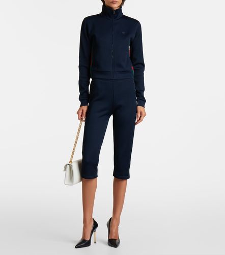 Web Stripe ribbed-knit jersey capri pants - Gucci - Modalova