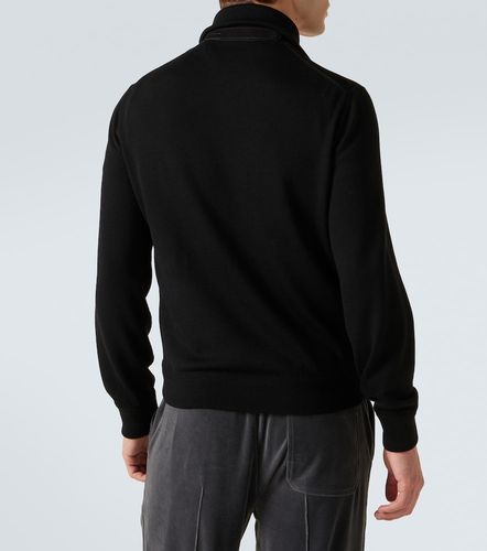Pullover con zip in suede e misto lana - Tom Ford - Modalova