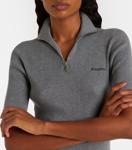 Miu Miu Pullover in cotone con zip - Miu Miu - Modalova