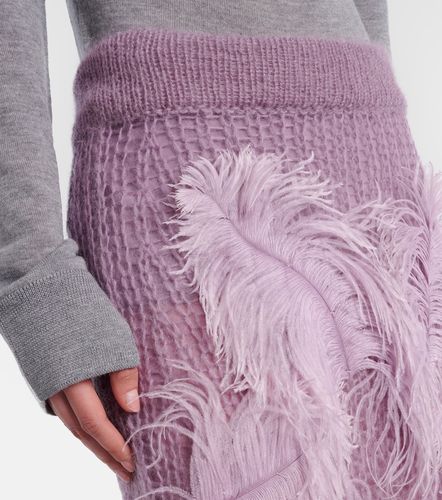 Feather-trimmed knitted midi skirt - The Attico - Modalova