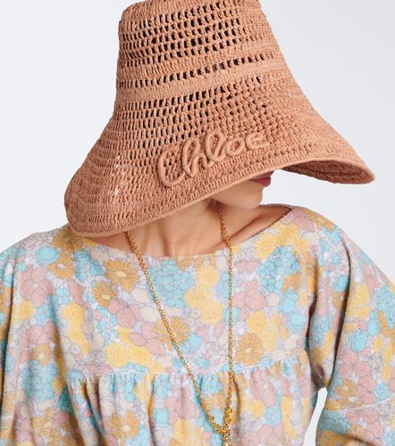 Chloé Cappello da sole in rafia con logo - Chloe - Modalova