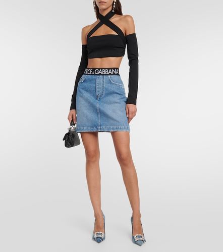 Minifalda de denim con logo - Dolce&Gabbana - Modalova