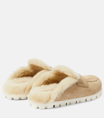 Shearling-lined suede slippers - Miu Miu - Modalova