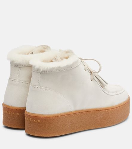 Shearling-trimmed suede ankle boots - Hogan - Modalova