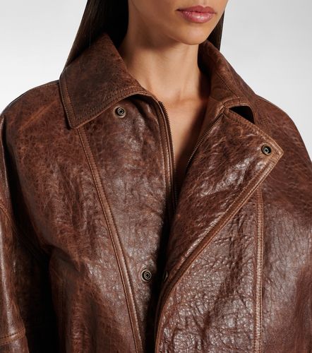Double-breasted leather bomber jacket - Saint Laurent - Modalova