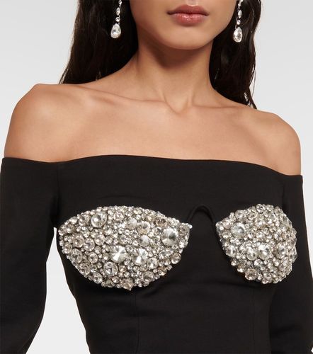 Crystal-embellished off-shoulder minidress - Area - Modalova