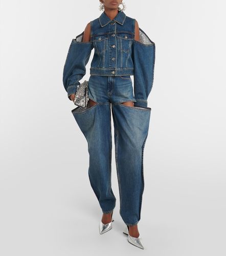 Embellished cutout denim jacket - Area - Modalova