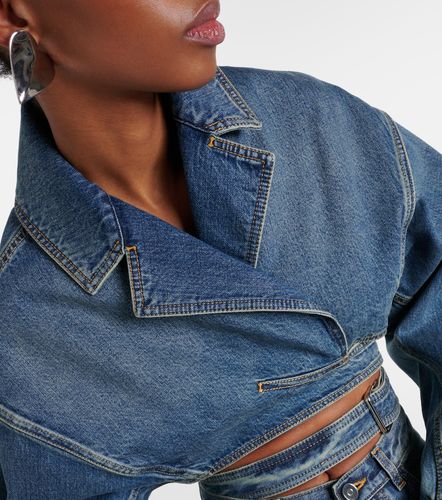 Alaia Cropped denim wrap jacket - Alaia - Modalova