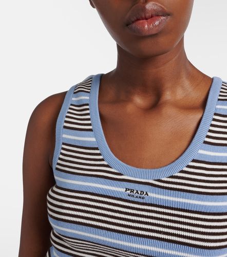 Tank top in misto cotone a righe - Prada - Modalova
