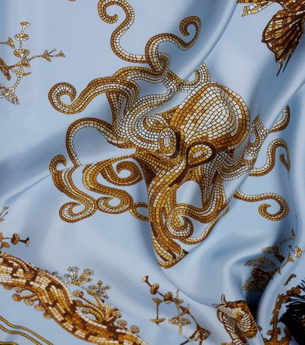Pañuelo de sarga de seda estampado con flecos - La DoubleJ - Modalova