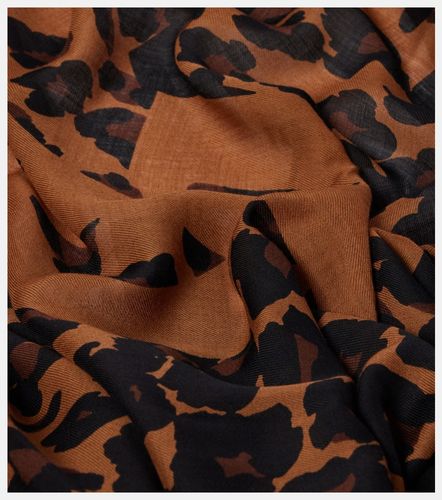 Fringed leopard-print wool scarf - Saint Laurent - Modalova