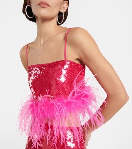 Sequined feather-trimmed crop top - Giuseppe di Morabito - Modalova