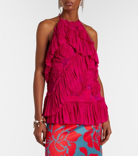 Floral-applique ruffled top - Dries Van Noten - Modalova