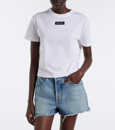 Polo de piqué de algodón con logo - Miu Miu - Modalova