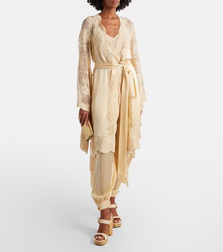 Vestido midi Como de seda drapeado con encaje - Zimmermann - Modalova
