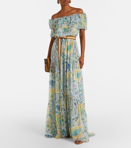 Abito lungo off-shoulder in seta con stampa - Etro - Modalova