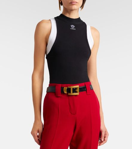 Top en mezcla de algodón a capas - Versace - Modalova