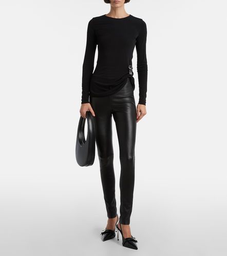 Gathered leather-trimmed top - Coperni - Modalova