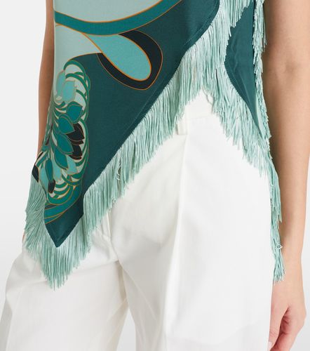 Scarf fringed printed silk voile top - La DoubleJ - Modalova