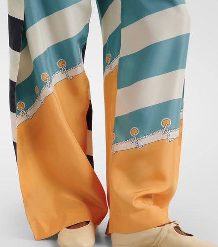 Pantaloni a gamba larga in seta con stampa - Loewe - Modalova