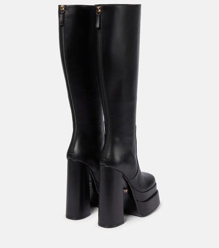 Leather platform knee-high boots - Versace - Modalova