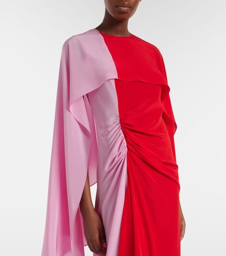 Vestido midi de seda drapeado con capa - JW Anderson - Modalova