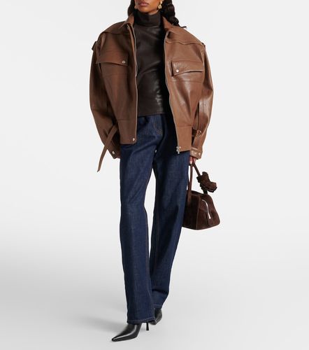 Belted oversized leather jacket - Magda Butrym - Modalova