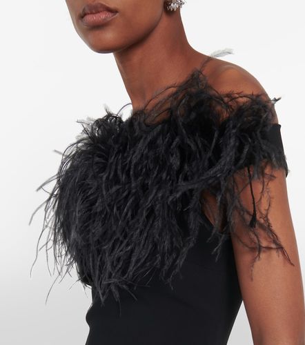 Feather-trimmed off-shoulder minidress - Giuseppe di Morabito - Modalova